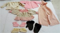 Knitted Baby sweaters, booties & hooded cape