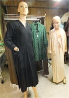 3 dresses, 1940s green, pink with jacket