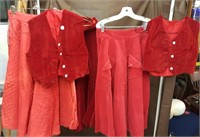 Red Velvet skirt & vest, Quilted & corduroy skirt