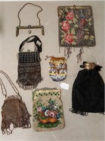 6 beaded purses, as is condition