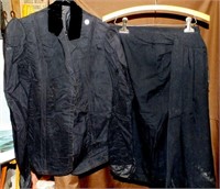 Black jacket & skirt, suede collar, mutton sleeves