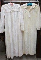 2 night gowns, 1900s  yoked front & eyelet