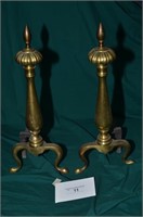 PAIR OF VERY HEAVY SOLID BRASS ANDIRONS