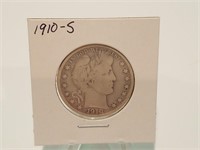 1910 S BARBER HALF DOLLAR SILVER COIN