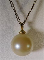 14kt Gold Necklace with 10mm cultured pearl