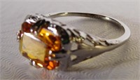 Genuine 14kt white gold Art Nouveau ring