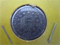 1867 Shield Nickel without rays between stars