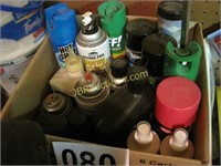 BOX W/ AUTO CHEMICALS AND PAINT