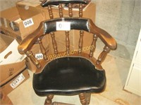 LEATHER PADDED WOOD CHAIR