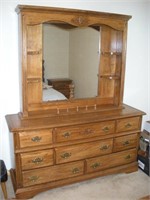 Oak Dresser w/ Mirror 18 x61 x 72 Inches