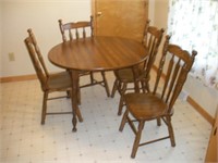 Dining Table-Leaf- 4 Chairs (41 Inch Rd x 30 Inch