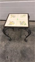 Rod iron table with tile top, 15 in