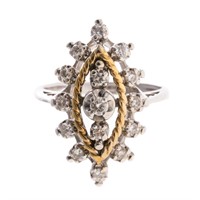 A Lady's 14K Diamond Cluster Ring