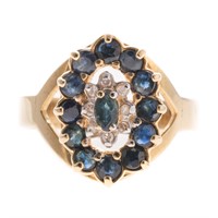 A Lady's Sapphire and Diamond Ring in Gold