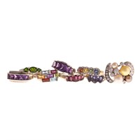 A Collection of 8 Silver Gemstone Rings