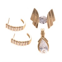 A Selection of Cubic Zirconia Jewelry in 14K Gold