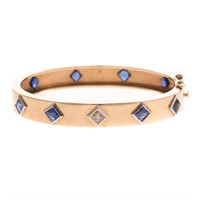 A Lady's 14K Sapphire & Diamond Bangle Bracelet