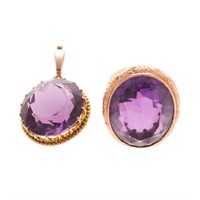 A Lady's Amethyst Ring & Pendant in 14K