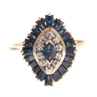 A Lady's Ballerina Diamond & Sapphire Ring in 14K