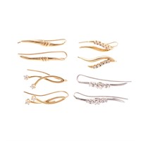 Four Pairs of Lady's Linear Drop Earrings in 14K