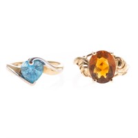 A Lady's Honey Garnet & Blue Topaz Rings