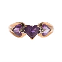 A Lady's Amethyst & Diamond Ring in 10K