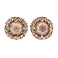 A Pair of Champagne Diamond Earrings by P. Morelli
