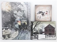(3) Canvas Christmas Prints