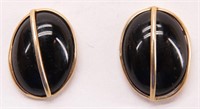 14K Gold Wire & Black Polished Stone Earring Set
