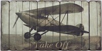 Biplane "TAKE OFF" Airplane Wood Wall Decor Plaque