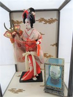 Geisha Doll Figurine in Glass Display Box