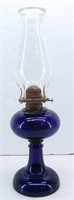 Vintage Deep-Purple Amethyst Glass Oil Lamp