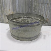 Round galvanized tub planter