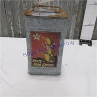 Galvanized White Star Coffee container