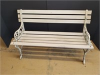 L- WOOD AND CAST IRON BENCH