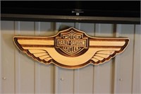 Burned Wood Harley Davidson Sign
