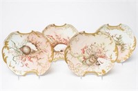 Limoges Porcelain Shellfish Plates, 4 Hand-Painted