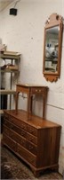 4pc Cherry Dresser & End Table, 2 Mirrors AS IS