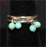 2pc Sterling Silver Bands w/ dangling, Turquoise