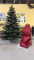 Santa cart bag & 7 ft pre-lit Christmas tree
