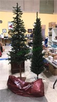2- 7 foot Pencil Christmas trees, with bag, not