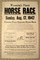1947 Poster Pony Express Horse Race Elk Mt WY