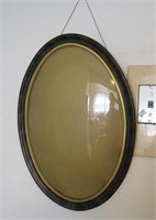 Antique Oval Frame Convex Glass Faux Painted Wood