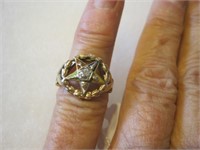 10k Gold & Diamond Eastern Star Ring Size 3 3/4