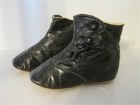 Antique Black Leather High Button Baby Shoes