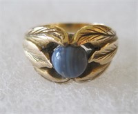 Ladies 10k Gold Ring Blue Stone Size 5 1/2