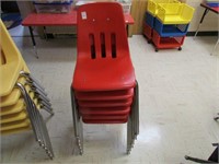 (6) STACKING CHAIRS-COMPOSITE-RED