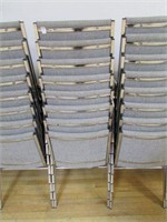 (8) - UPHOLSTERED GREY STACKING CHAIRS