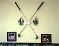 Golf collectors lot, includes; hanging golf clubs,