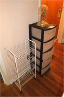 Rolling wire cart, rolling 5-drawer cabinet,
